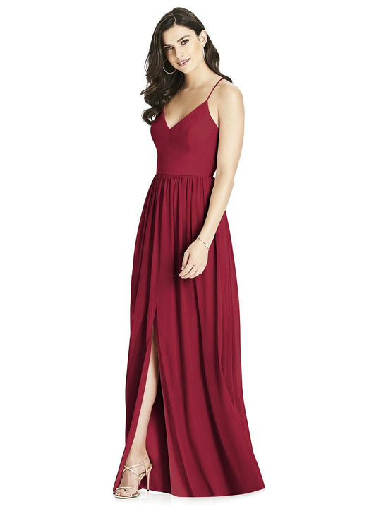Dessy Collection - 3019 Vneck Crisscross Back Chiffon Dress In Red