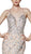 Cinderella Divine - 8982L Beaded Deep V-neck Mermaid Dress With Train In Silver and Neutral