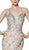 Cinderella Divine - 8982L Fully Beaded Deep V-neck Mermaid Dress In Silver and Neutral