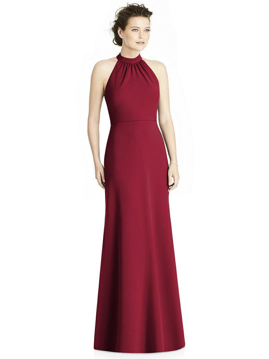 Jy - Jenny Yoo - JY538 High Halter Ribbon Accented Trumpet Gown In Red