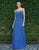 Alexia Designs - 898 Asymmetrical Shirred Bodice Chiffon Gown In Blue