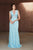 Tadashi Shoji - Laced V-Neck Waistband Column Dress In Blue and White