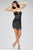 Jovani - 89930A Strapless Plunging Lace Short Dress in Black and Silver