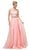 Cinderella Divine - 8994 Beaded Illusion High Halter A-Line Gown In Pink