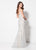 Ellie Wilde - EW21969 Bead Embellished Plunging V-Neck Dress In Silver