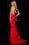 Sherri Hill - 52338 Sexy Open Back Foliage Motif Fitted Dress In Red
