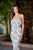 Scala - 48934 Embellished Fringed Sheath Evening Dress In Gray and Silver