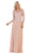 May Queen - MQ1637 Illusion Quarter Sleeve Appliqued Sheath Gown In Pink