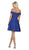 May Queen - MQ1634 Embellished Plunging Off-Shoulder A-line Dress In Blue