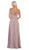 May Queen - MQ1611 Pleated Square A-Line Evening Dress In Gray and Purple