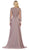 May Queen - MQ1615 Embroidered Long Sleeve Bateau A-line Dress In Purple