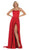May Queen - MQ1642 Halter Neck Tie String Back A-Line Satin Gown In Red