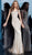 Jovani - 62720 Beaded Cap Sleeve V-neck Trumpet Dress In Neutral