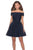 La Femme - 28234 Off-Shoulder A-line Short Dress In Blue and Black