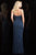 Scala - 48797 Embellished Strapless Sheath Gown In Blue