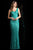 Scala - 48790 Sleeveless V-neck Sequined Sheath Gown In Green