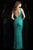 Scala - 48790 Sleeveless V-neck Sequined Sheath Gown In Green