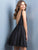 Scala - 48815 Beaded V-neck Short A-line Dress In Black