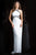 Scala - 48826 Halter Neckline Sheath Gown with Side Cutouts In White and Black