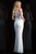Scala - 48786 Bedazzled Illusion Halter Sheath Dress in White