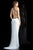 Scala - 48826 Halter Neckline Sheath Gown with Side Cutouts In White and Black