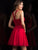 Scala - 48813 Sequined Halter Chiffon A-line Dress in Red