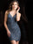 Scala - 48782 Fitted String Strapped Sequin Cocktail Dress In Blue