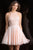 Scala - 48813 Sequined Halter Chiffon A-line Dress in Pink
