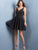 Scala - 48815 Beaded V-neck Short A-line Dress In Black