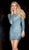Scala - 48356 Sequined Jewel Neck Sheath Dress in Ocean