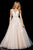 Sherri Hill - 11335 Beaded Embroidered Tulle V Neck A Line Dress In White and Neutral