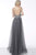 Jovani - 60294 Deep Neck Beaded A-line Dress In Gray