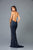 Scala - 48959 Fully Sequined Halter V-neck Fitted Dress In Blue