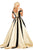 Johnathan Kayne - 9000 Two Tone V-neck Pleated Ballgown In Black and Gold