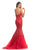 Johnathan Kayne - 9001 Dramatically Embellished Strapless Mermaid Gown In Red