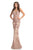 Johnathan Kayne - 9002 Sequined Jewel Neck Trumpet Dress With Cape In Pink
