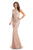 Johnathan Kayne - 9006 Illusion Jewel Bead-Fringed Mermaid Gown In Pink