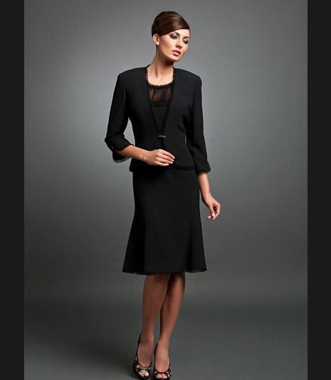 Daymor Couture - Ruffled Cocktail Dress with Jacket 9008 in Black