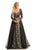 Johnathan Kayne - 9009 Long Sleeve Jeweled Queen Anne Gown In Black