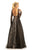 Johnathan Kayne - 9009 Long Sleeve Jeweled Queen Anne Gown In Black