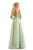 Johnathan Kayne - 9009 Long Sleeve Jeweled Queen Anne Gown In Green