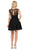 Poly USA - 9012 Fitted V Neck A-Line Cocktail Dress in Black