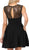 Poly USA - 9012 Fitted V Neck A-Line Cocktail Dress in Black