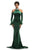 Johnathan Kayne - 9015 Crystal Embellished High Velvet Mermaid Gown In Green