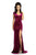 Johnathan Kayne - 9018 Surplice Style Velvet Sheath Evening Gown In Pink and Red