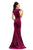 Johnathan Kayne - 9018 Surplice Style Velvet Sheath Evening Gown In Pink and Red
