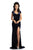 Johnathan Kayne - 9018 Surplice Style Velvet Sheath Evening Gown In Blue