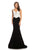 Johnathan Kayne - 9019 Fully Studded Bodice Velvet Mermaid Gown In Black and White