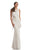 Johnathan Kayne - 9020 Sleeveless Fringe-Detailed Sheath Gown In White