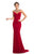 Johnathan Kayne - 9024 Jewel Framed Back Velvet Long Evening Gown In Red